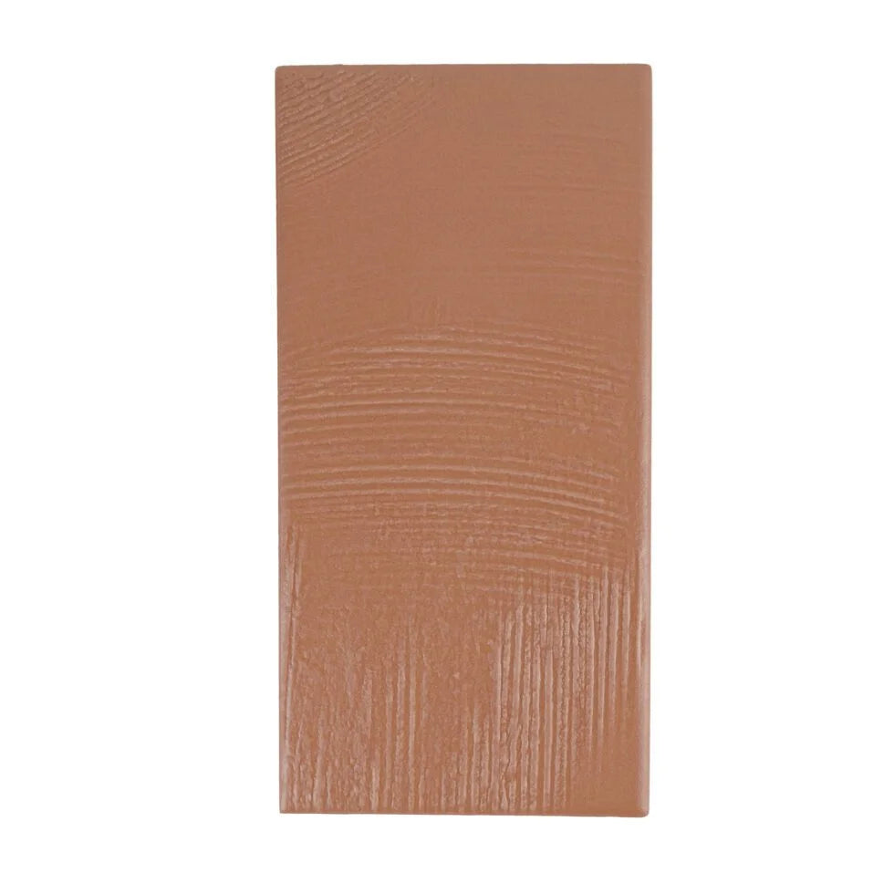 Kiln Amber troweled plaster-look porcelain tile, 3.5 x 7 inch, straight-on view