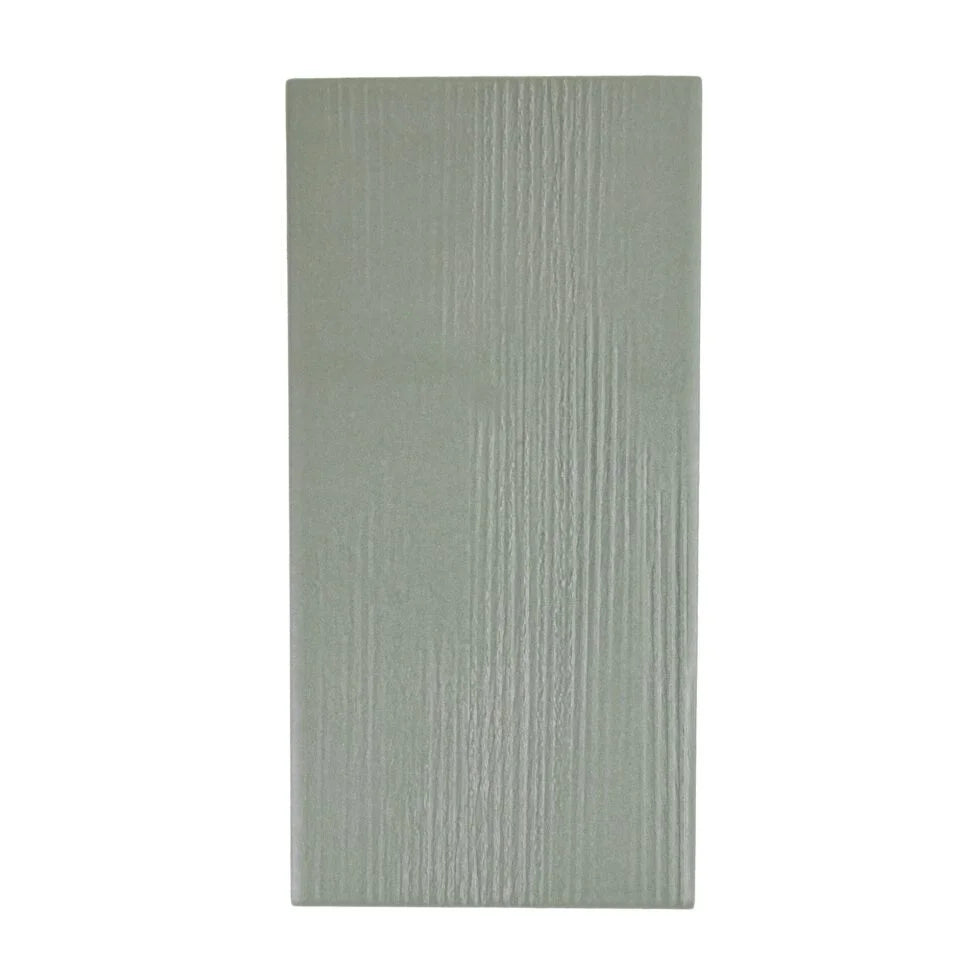 Oasis Sage troweled plaster-look porcelain tile, 3.5 x 7 inch, straight-on view
