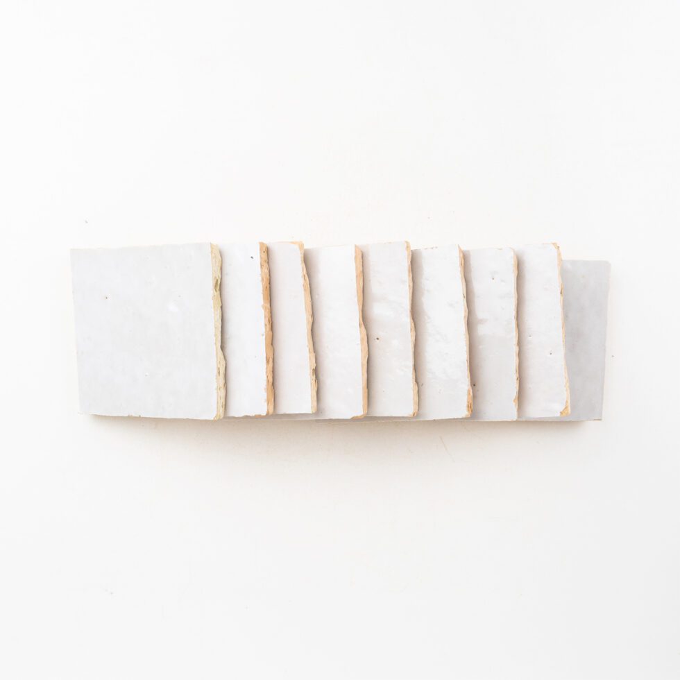 Ivory Souk zellige tile 4x4 glossy - stacked side view