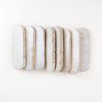 Ivory Souk zellige long oval tile 2x6 glossy - stacked side view
