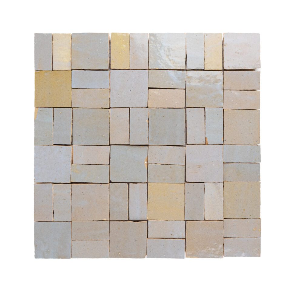 ArtePierre Zellige Atelier Lattice mosaic in Kasbah Mauve, glossy handcrafted zellige terracotta with tailored geometric pattern, glaze movement, and subtle hand-cut edge variation for walls.