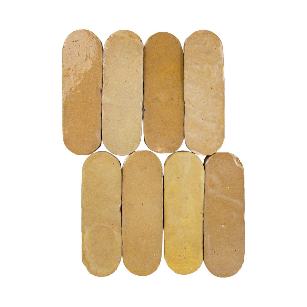 Nomad Veil glossy zellige long oval 2x6 layout with handmade shade variation