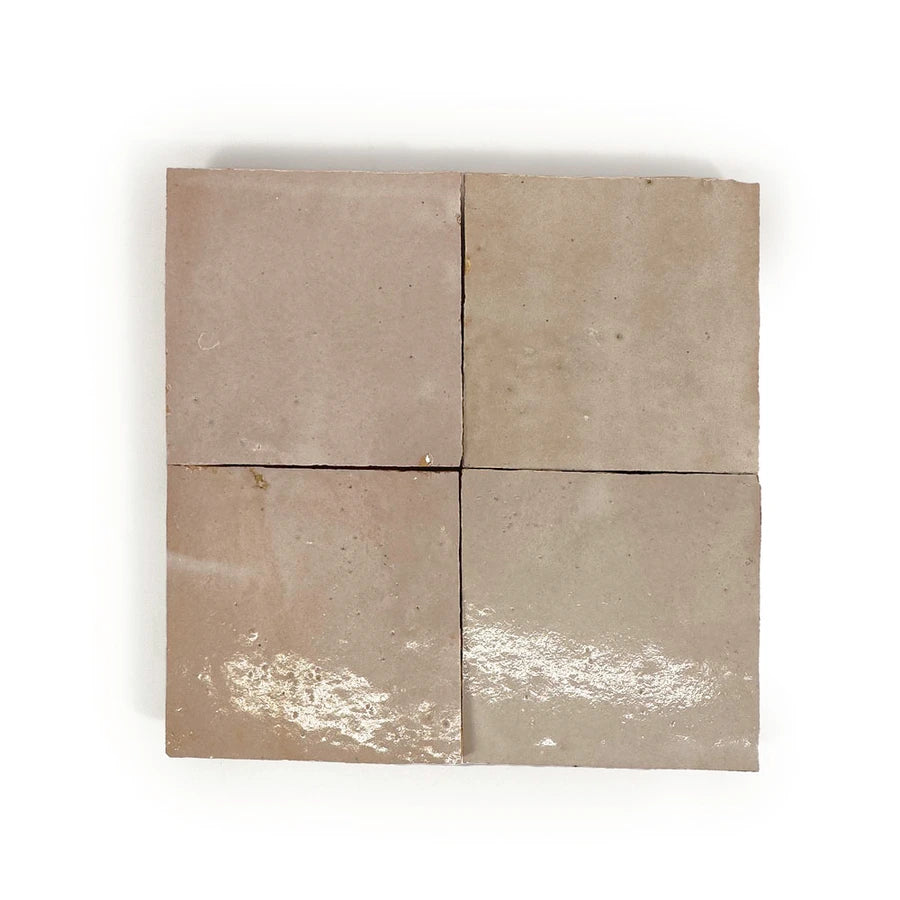 Desert Blush zellige tile 4x4, glossy handmade blush zellige wall tile