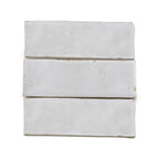 Oasis Linen glossy zellige tile 2x6 with handcrafted edges and subtle tonal shifts