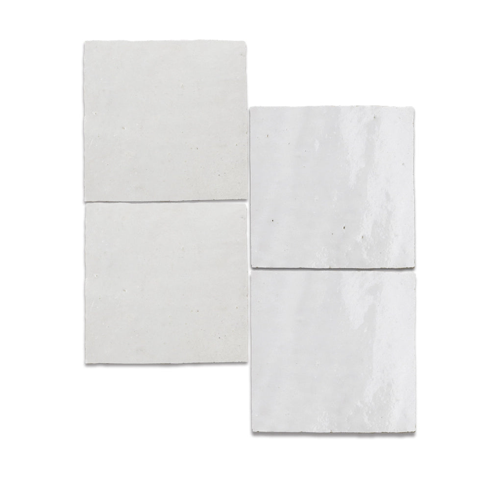 Oasis Linen glossy zellige tile 4x4 with handmade glaze variation