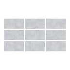SeraPool RELAX Cemento Grey porcelain pool tile color sample showing 9 face variations with concrete-look texture.