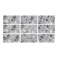 SeraPool RELAX ceppo terrazzo grey porcelain pool tile, 9-face color variation swatch set.