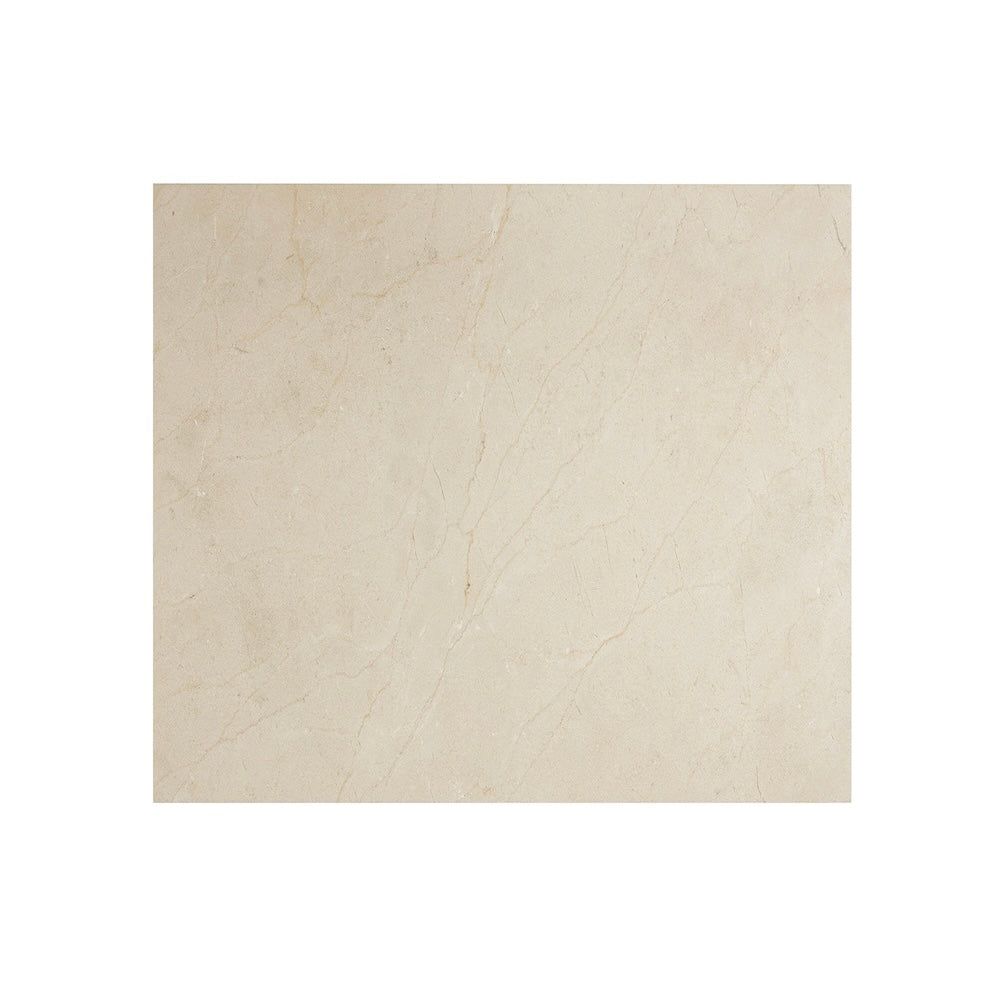 Beige crema marfil 12x12 marble honed tile on a white background