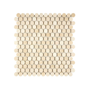 Crema Marfil Marble Mosaic Penny Round Single Color Honed