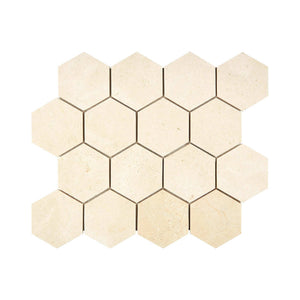 Crema Marfil Marble Mosaic 3 Hexagon Honed