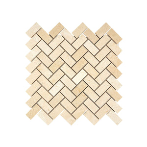 Crema Marfil Marble Mosaic 1 x 2 Herringbone Honed