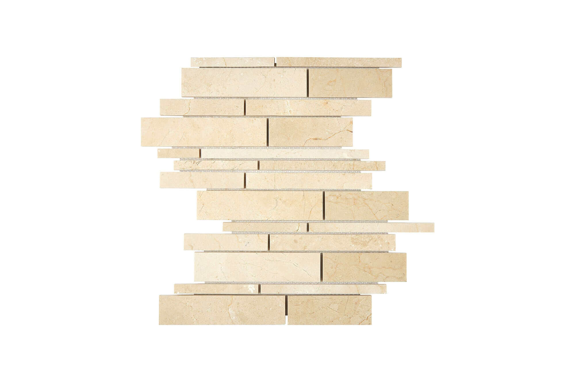 Crema Marfil Marble Mosaic Random Strip Manhattan Honed