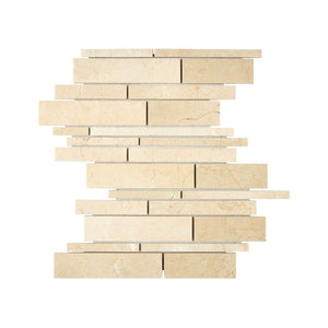 Crema Marfil Marble Mosaic Random Strip Manhattan Honed