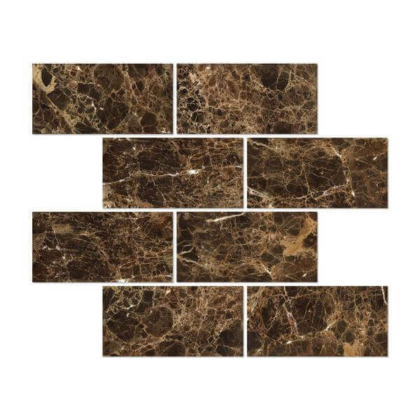 Emperador Dark Marble Subway Tile 3 x 6 Polished