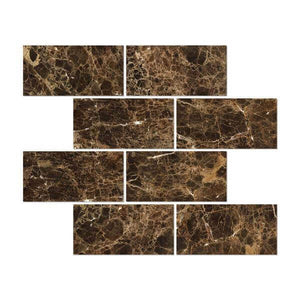 Emperador Dark Marble Subway Tile 3 x 6 Polished