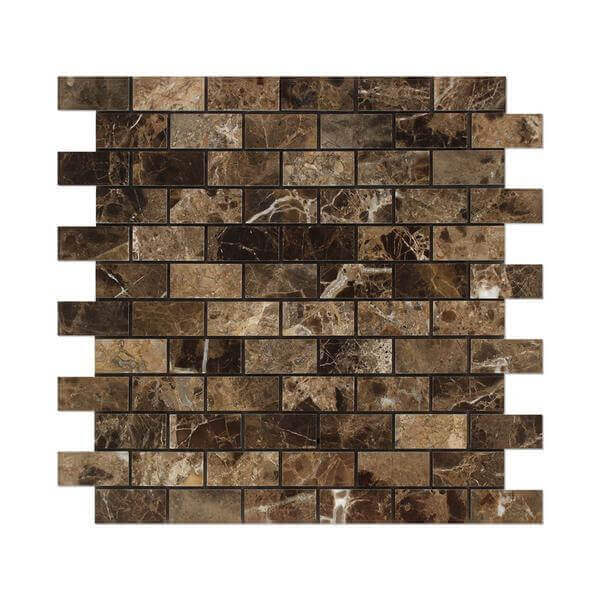 Emperador Dark Marble Mosaic 1 x 2 Brick Polished