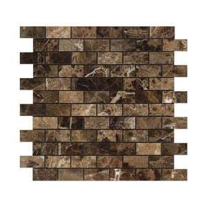 Emperador Dark Marble Mosaic 1 x 2 Brick Polished