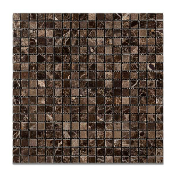 Emperador Dark Marble Mosaic 5/8 x 5/8 Tumbled