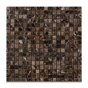 Emperador Dark Marble Mosaic 5/8 x 5/8 Tumbled