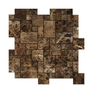 Emperador Dark Marble Mosaic Mini Versailles Pattern Polished