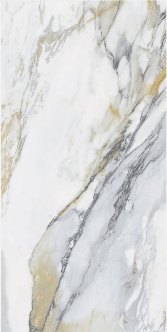 Imperial Calacatta 24x48 porcelain tile with bold marble-inspired veining and 3D Soft finish (6).