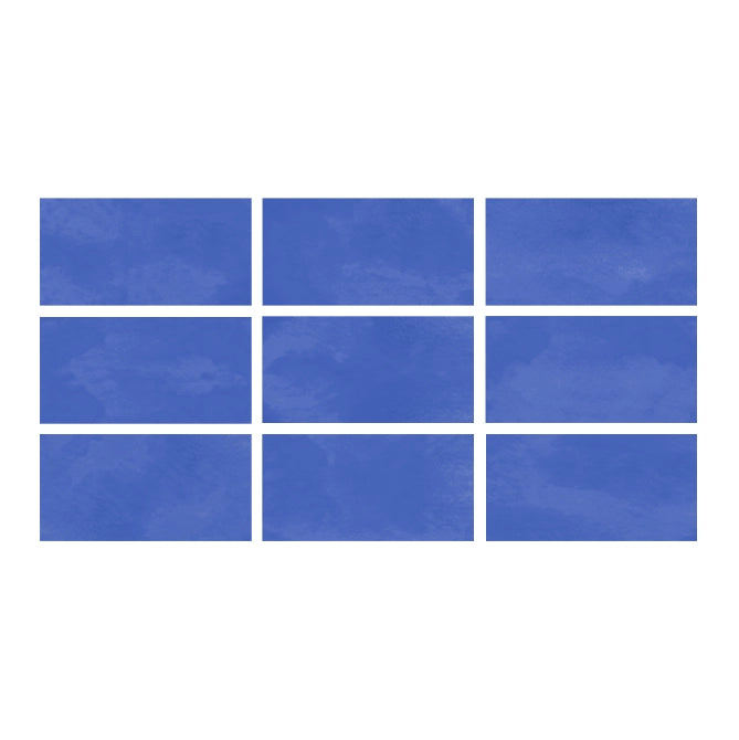 SeraPool RELAX pastel cobalt porcelain pool tile, 9-face texture variation sample (blue tones).
