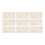 SeraPool RELAX pebble sand beige porcelain pool tile, 9-face color blend sample with speckled stone-like texture