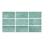 SeraPool RELAX green porcelain pool tile — 9-face color variation board showing nine shade samples for pool & spa installations.