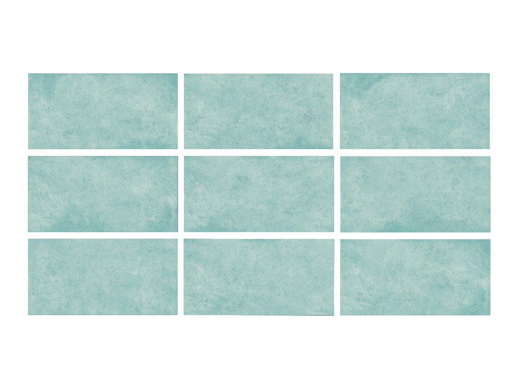 SeraPool RELAX pastel turquoise porcelain pool tile color variation swatches (9 faces)