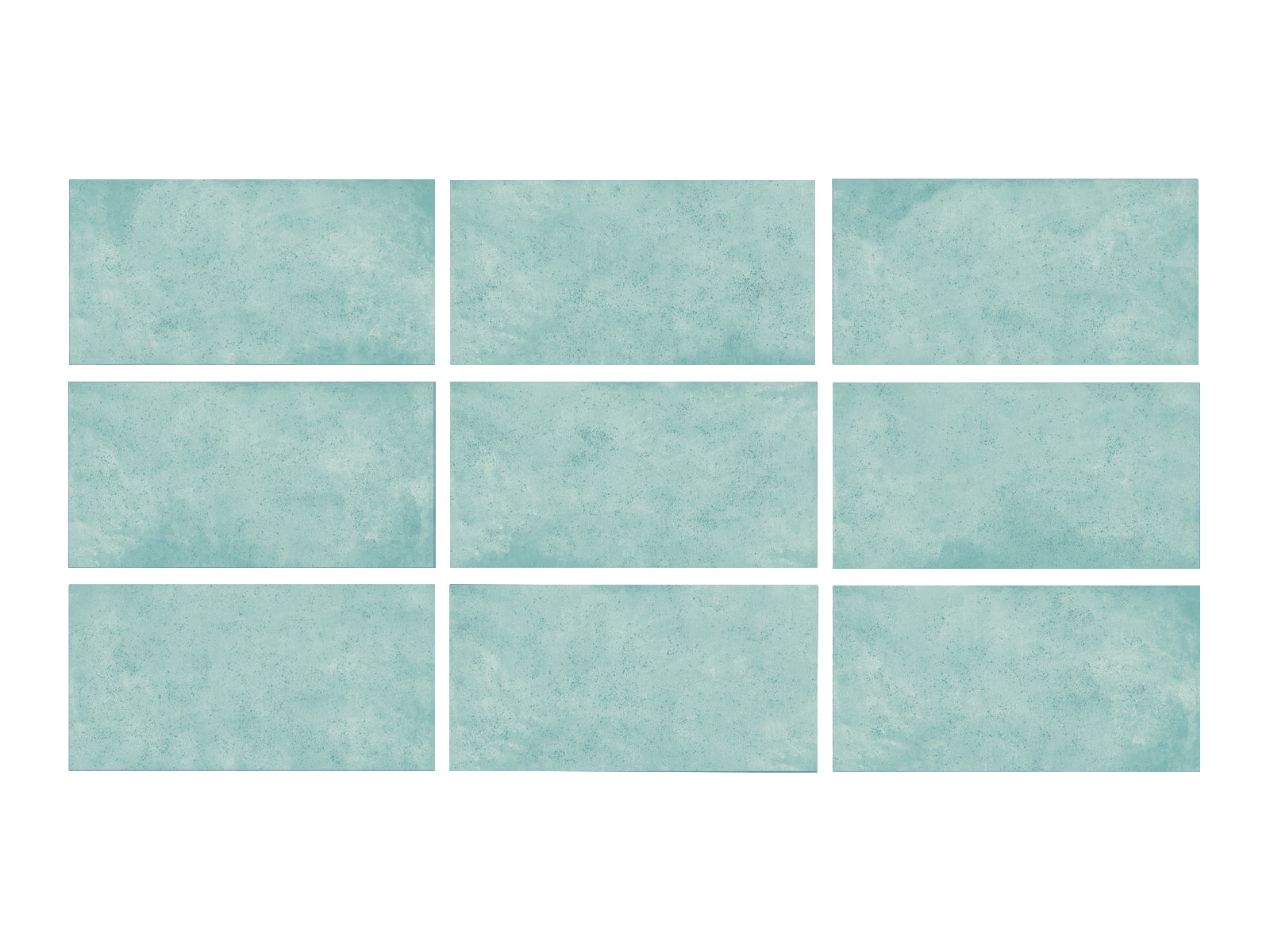 SeraPool RELAX pastel turquoise porcelain pool tile color variation swatches (9 faces)