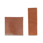 Ember Clay glossy zellige tile size comparison showing 4x4 and 2x6 handmade tiles side by side.